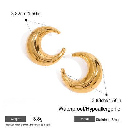 Chunky Gold Crescent Hoop Earrings