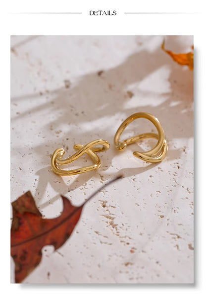 Gilded Orbit Double-Band Ear Cuffs