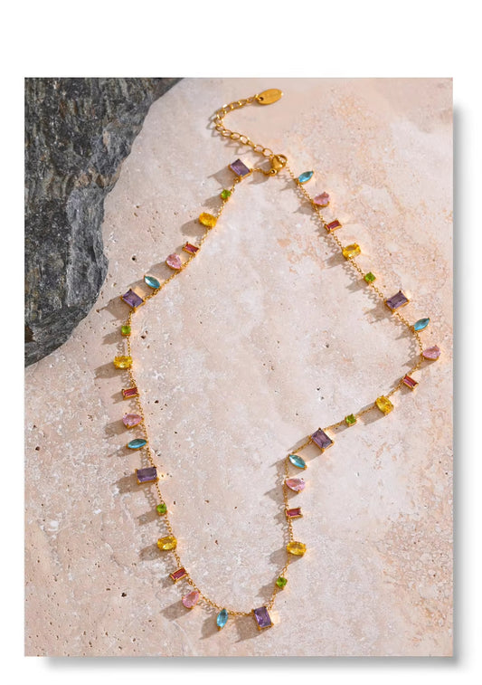 Prism Bloom Multi-Gemstone Choker Necklace