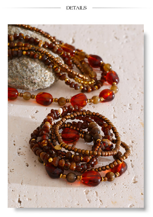 Amber Horizon Multi-Layer Bracelet Set