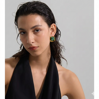 The Jade Empress Square Studs