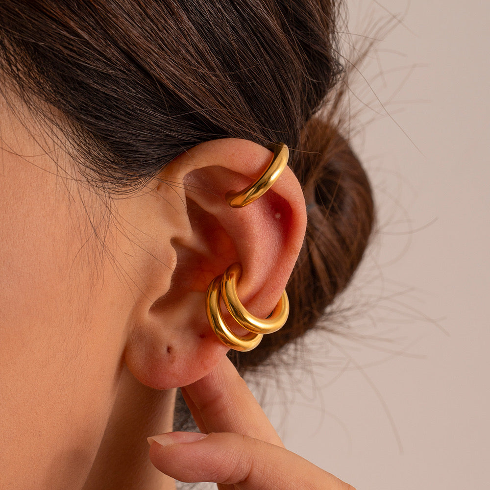 Chunky Double Hoop Ear Cuff (No Piercing)