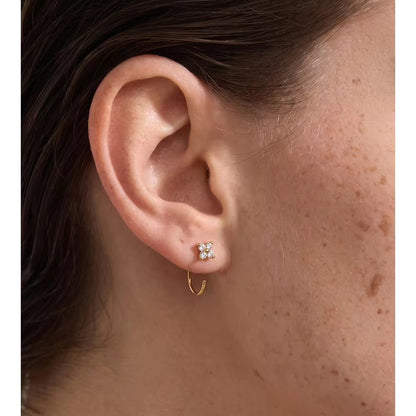 Sparkling Clover Open-Hoop Studs