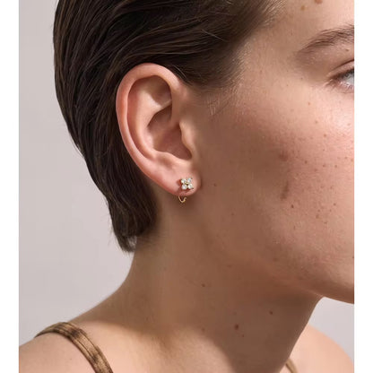 Sparkling Clover Open-Hoop Studs