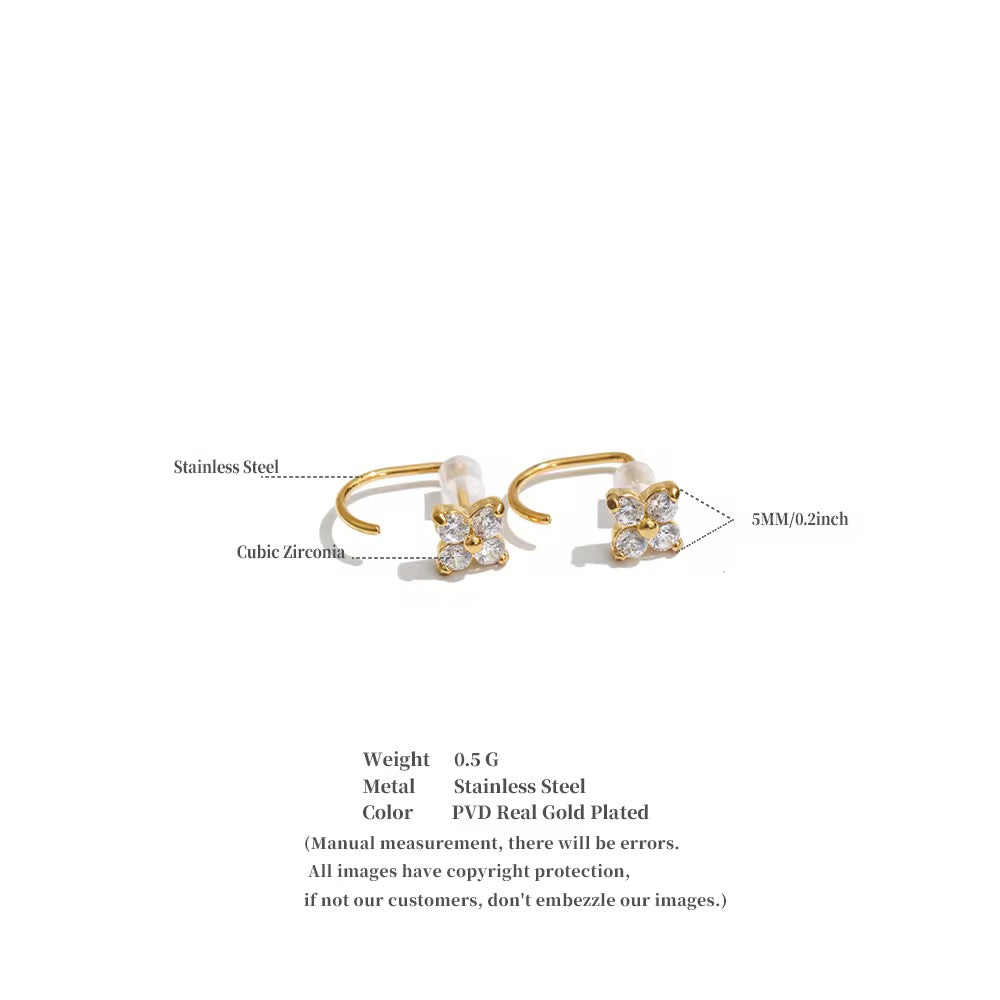 Sparkling Clover Open-Hoop Studs