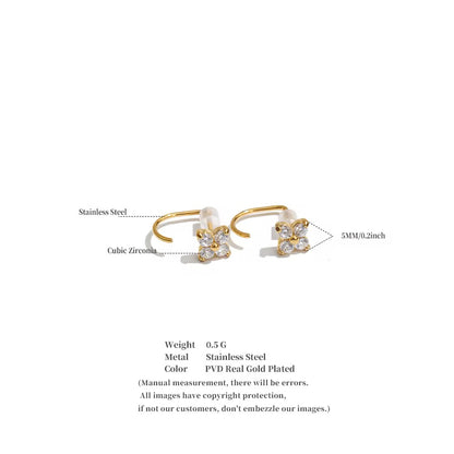 Sparkling Clover Open-Hoop Studs