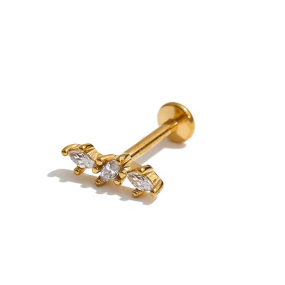 Botanical Crystal Flat Back Piercing Stud