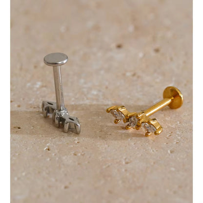 Botanical Crystal Flat Back Piercing Stud