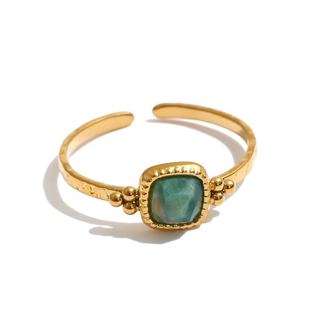 Beaded Gemstone Open Ring