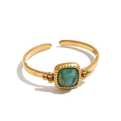Beaded Gemstone Open Ring