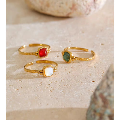 Beaded Gemstone Open Ring