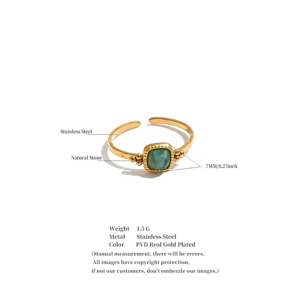 Beaded Gemstone Open Ring