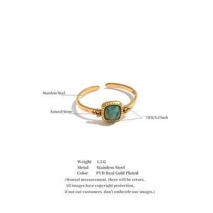 Beaded Gemstone Open Ring