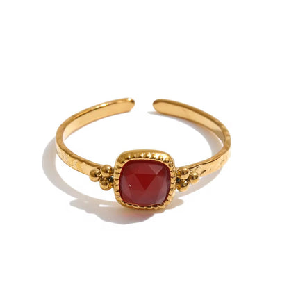 Beaded Gemstone Open Ring