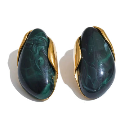 Emerald Wave Sculptural Earrings