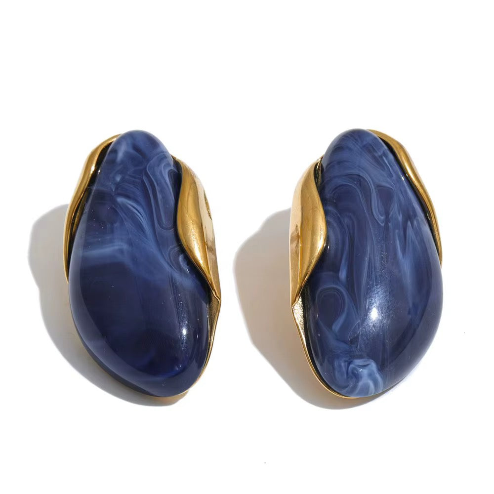 Emerald Wave Sculptural Earrings