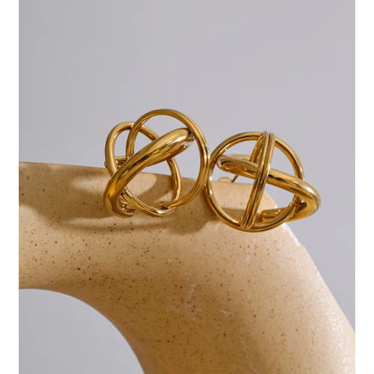 Abstract Swirl Gold Drop Earrings