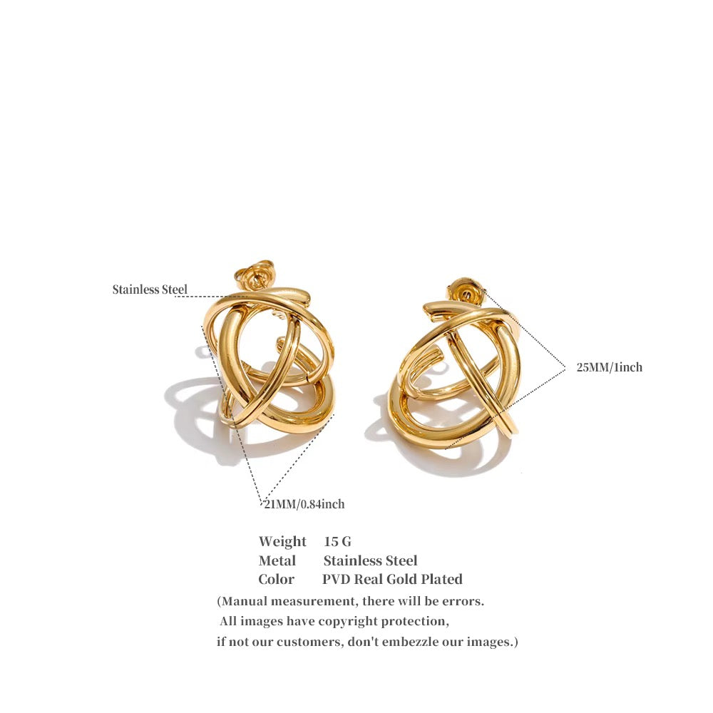 Abstract Swirl Gold Drop Earrings