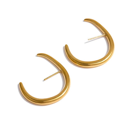 Minimalist Arc Contour Gold Earrings