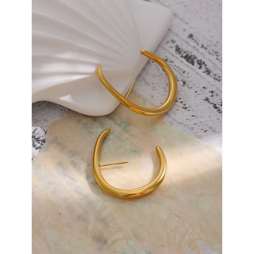 Minimalist Arc Contour Gold Earrings