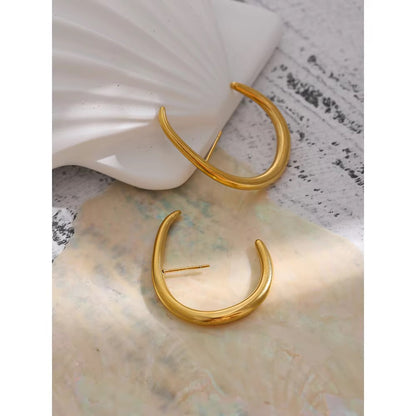 Minimalist Arc Contour Gold Earrings
