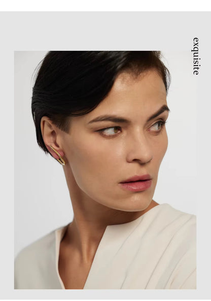 Minimalist Arc Contour Gold Earrings