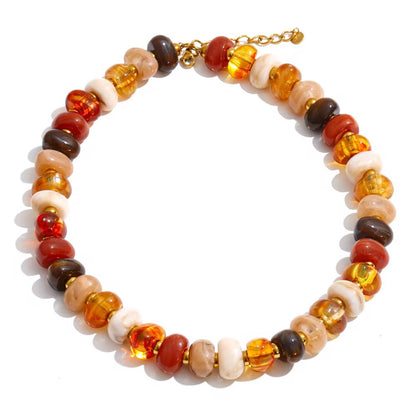 Warm Amber Resin Bead Choker Necklace
