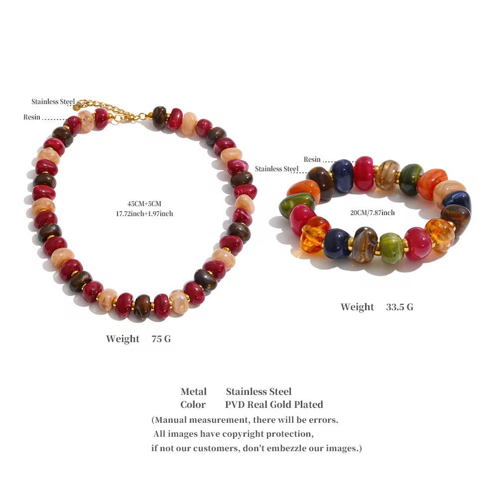 Multicolor Resin Nugget Stretch Bracelet