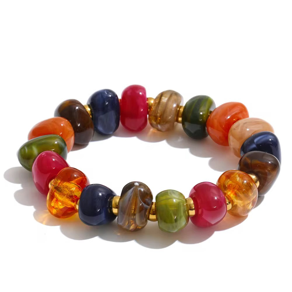 Multicolor Resin Nugget Stretch Bracelet