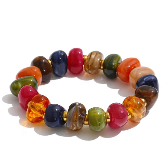 Multicolor Resin Nugget Stretch Bracelet