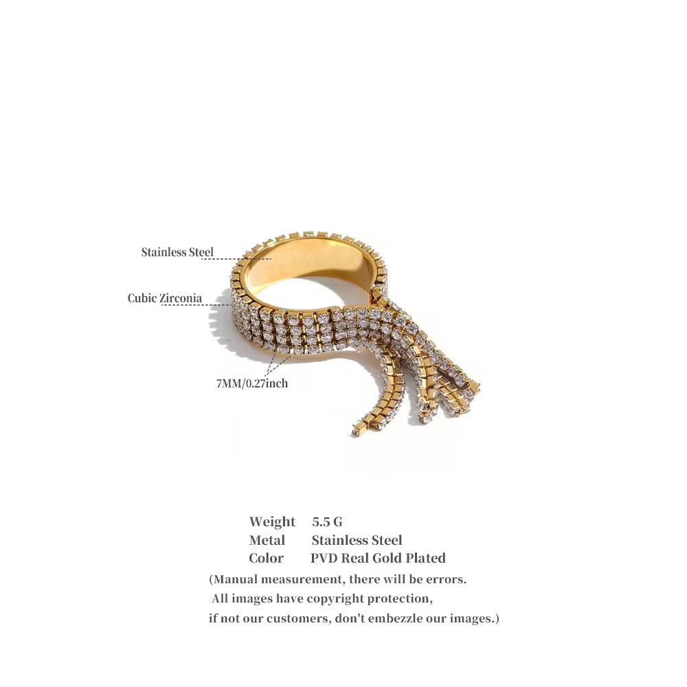 Dangling Tennis Chain Statement Ring