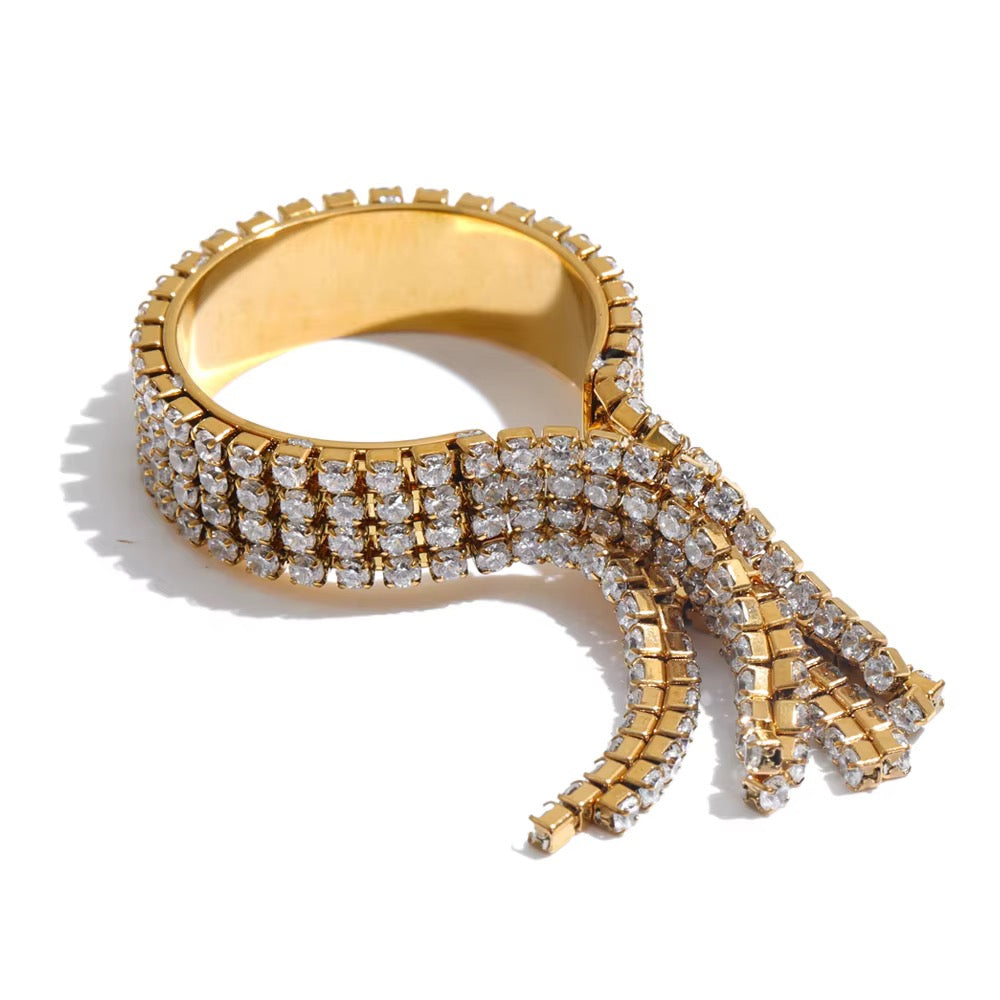Dangling Tennis Chain Statement Ring