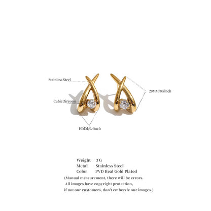 Crossed Ribbon Cubic Zirconia Studs