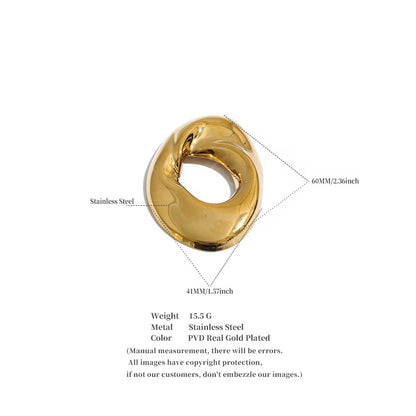 Sculptural Twisted Open-Loop Gold Brooch