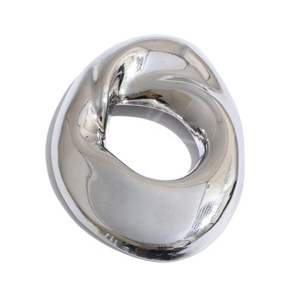 Sculptural Twisted Open-Loop Gold Brooch