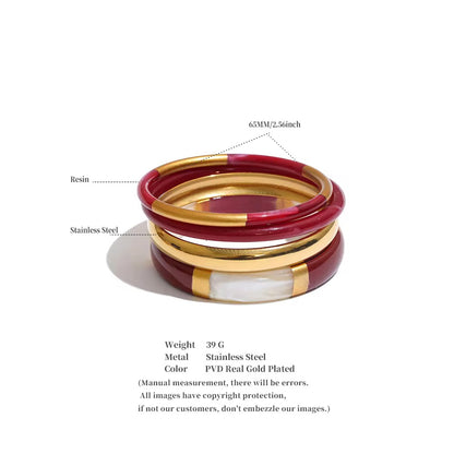 Color-Block Resin & Gold Bangle Stack Set