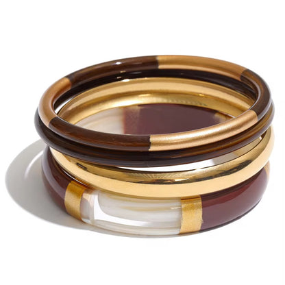 Color-Block Resin & Gold Bangle Stack Set
