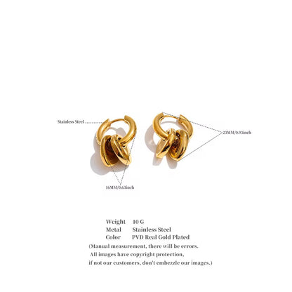 Chunky Two-Tone Pebble Charm Huggie Earrings