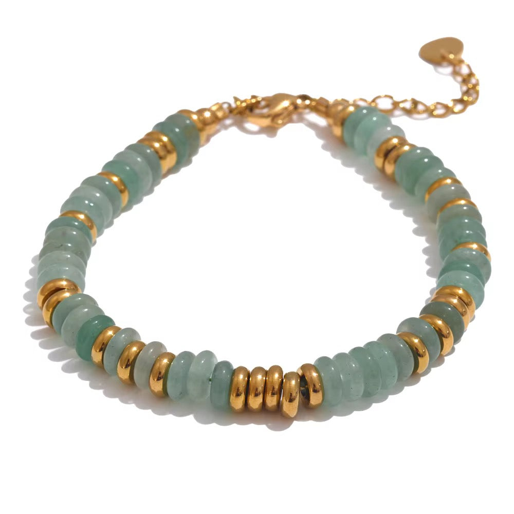 Multicolor Natural Stone Disc Beaded Bracelet