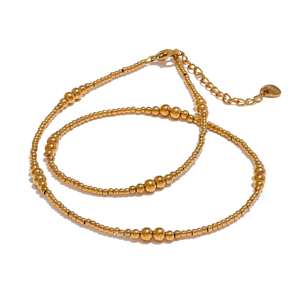 Graduated Gold Bead Strand Choker Necklace