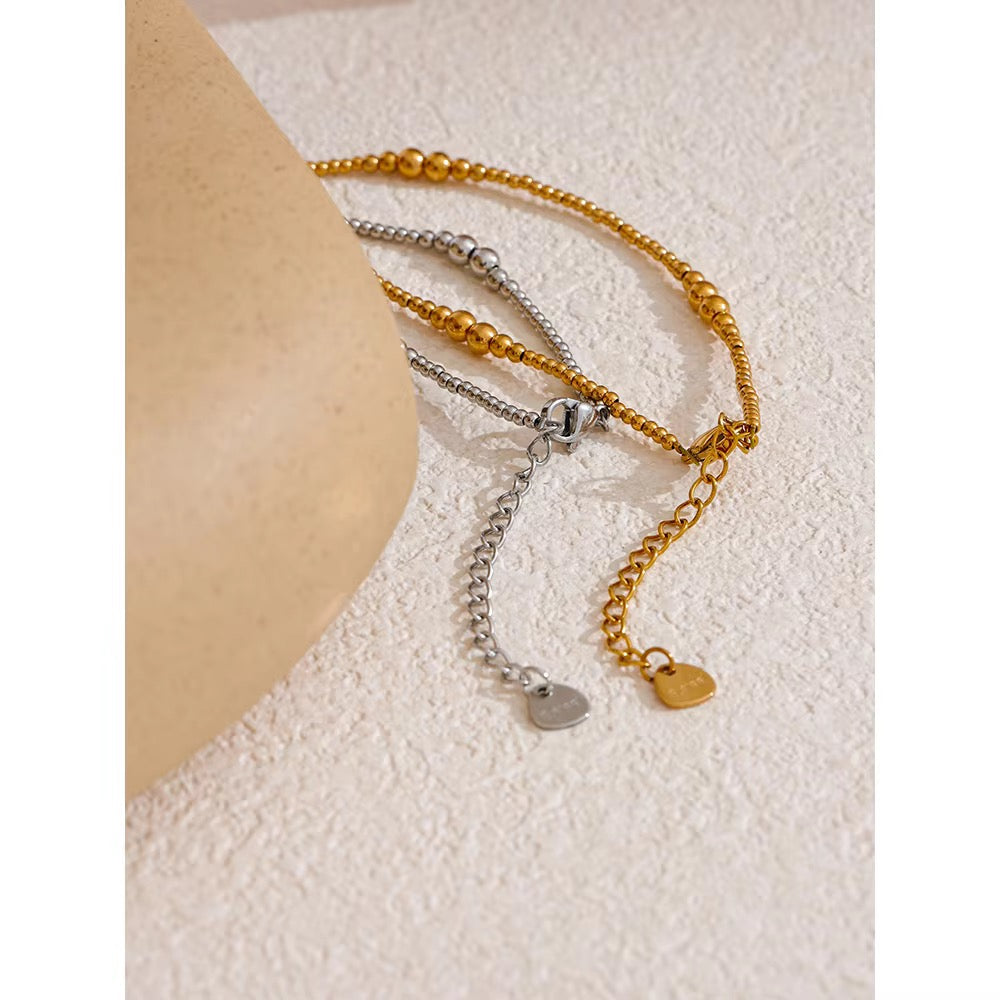 Graduated Gold Bead Strand Choker Necklace