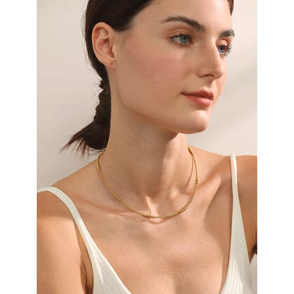 Graduated Gold Bead Strand Choker Necklace