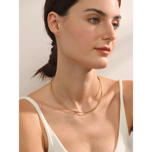 Graduated Gold Bead Strand Choker Necklace