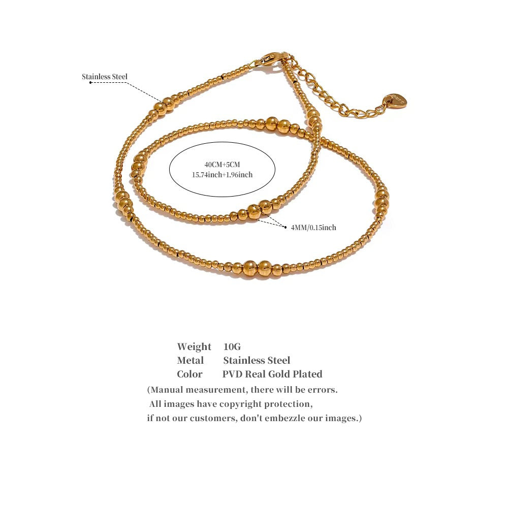 Graduated Gold Bead Strand Choker Necklace