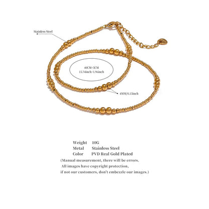 Graduated Gold Bead Strand Choker Necklace