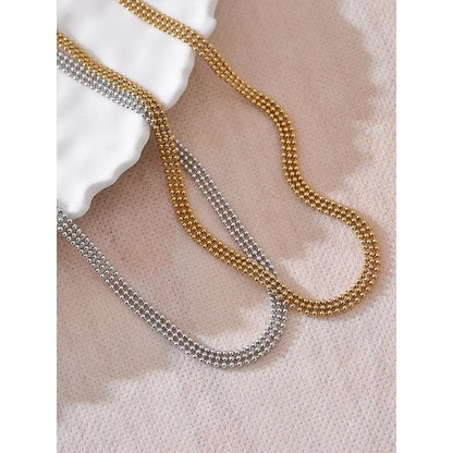 Multi-Row Woven Ball Chain Choker Necklace