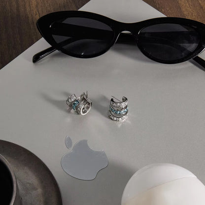 riple-Band Crystal Huggie Hoop Earrings