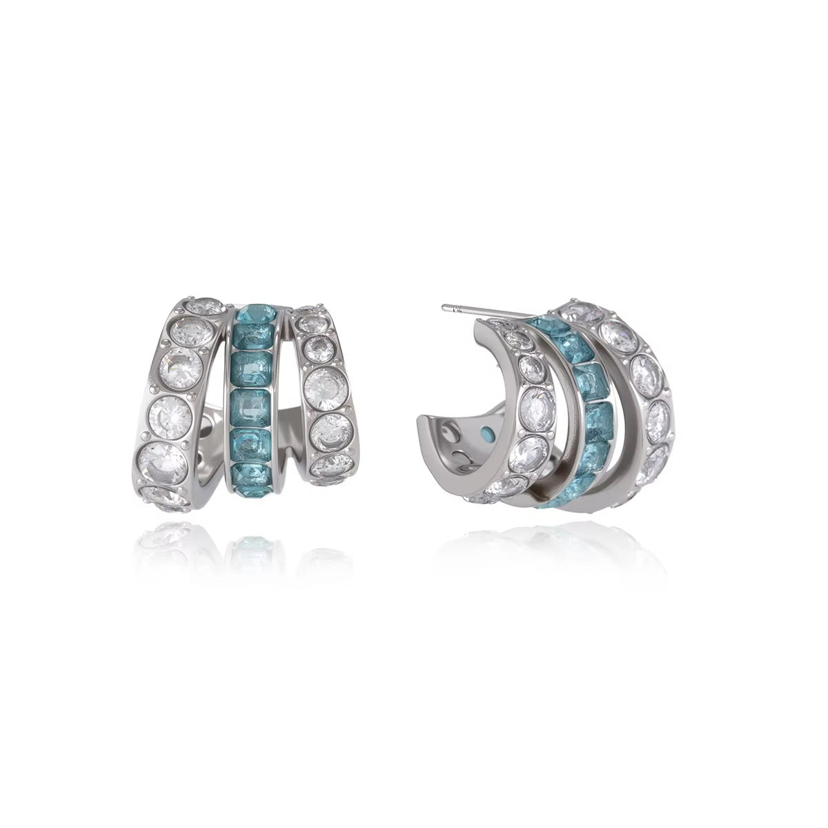 riple-Band Crystal Huggie Hoop Earrings