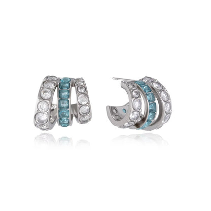 riple-Band Crystal Huggie Hoop Earrings