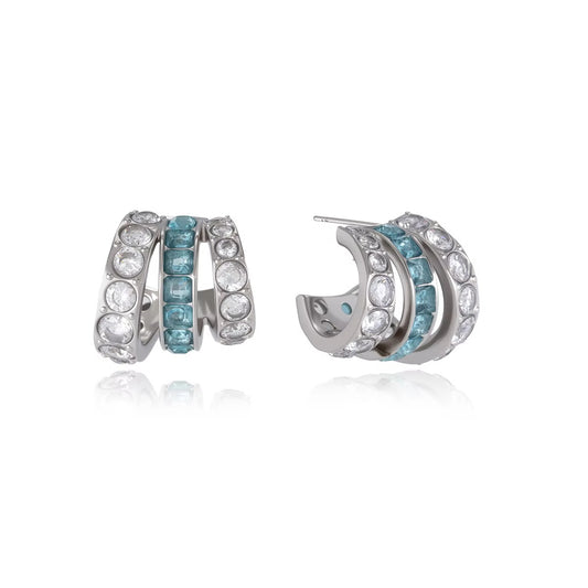 riple-Band Crystal Huggie Hoop Earrings